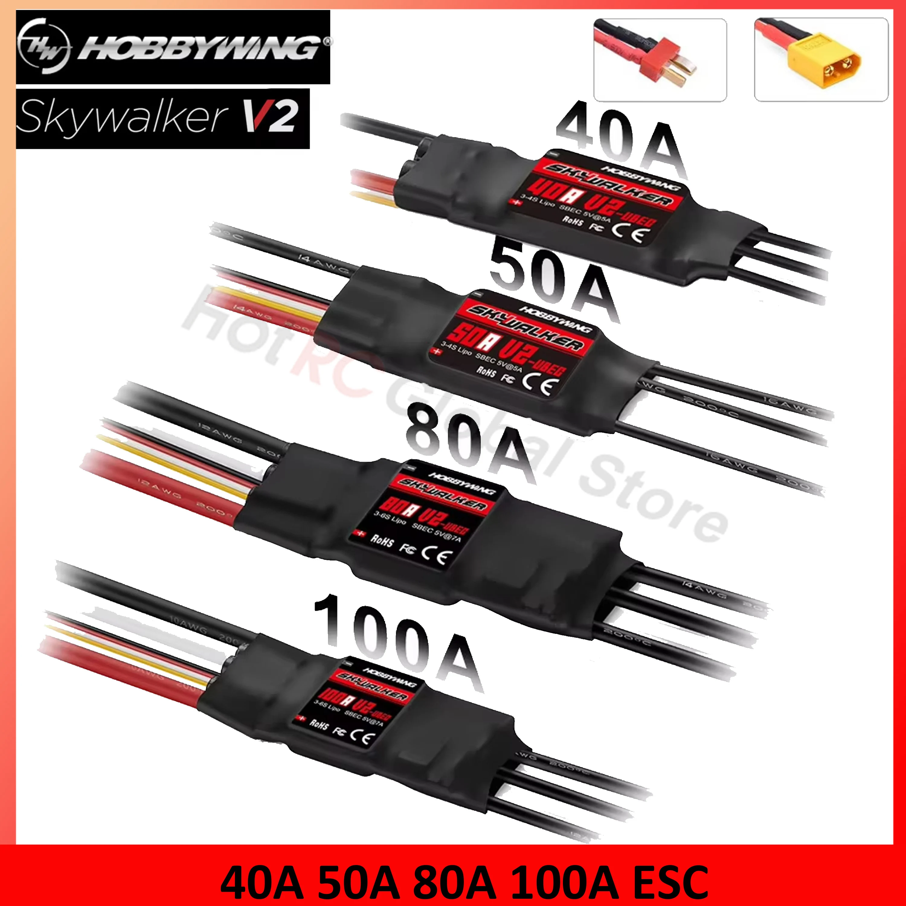 Rc Hobby Grade - HOBBYWING-Controlador de velocidade Skywalker Brushless ESC,