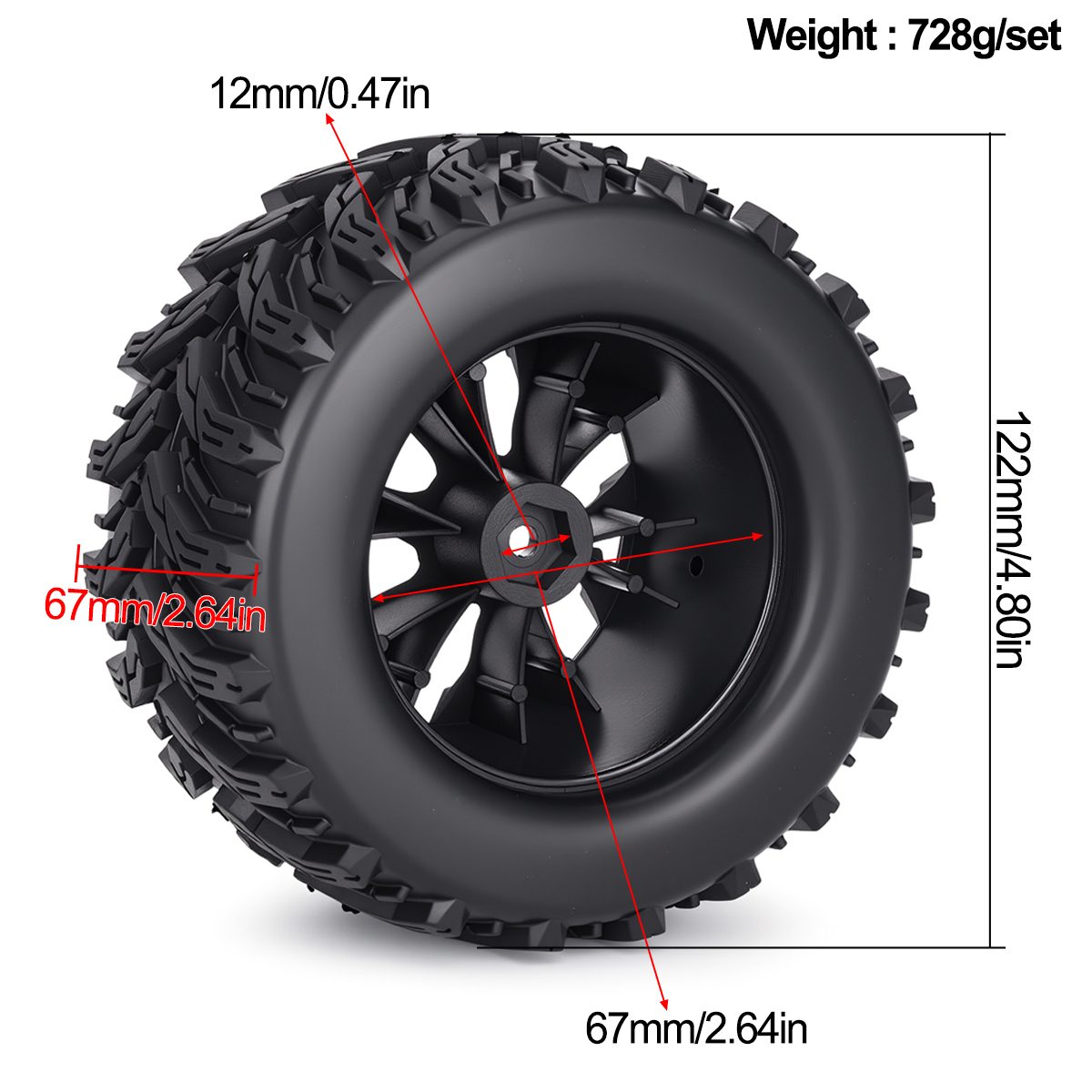 4 Pneus e Rodas para Monster T - Rc Truck Monster avaliação e preço